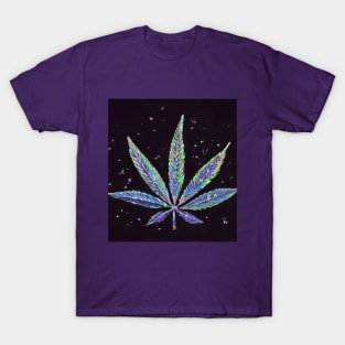 Stoner 420 single colorful cannabis leaf T-Shirt